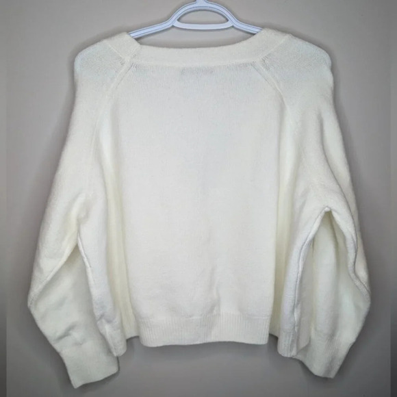 Shein Cream White Soft Knit Button Front V Neck Cardigan Plus Size 2XL Women - Picture 2 of 9